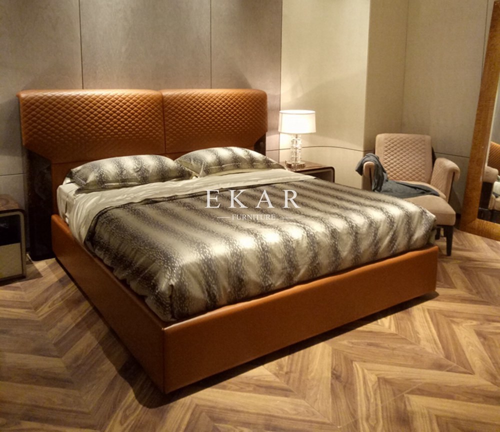 Upholstered Kingsize Modern Leather Bed W006B10