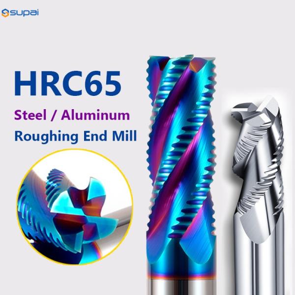 Carbide Roughing End Mill 4 Flutes CNC Milling Cutter Bits For Steel Metal 4mm
