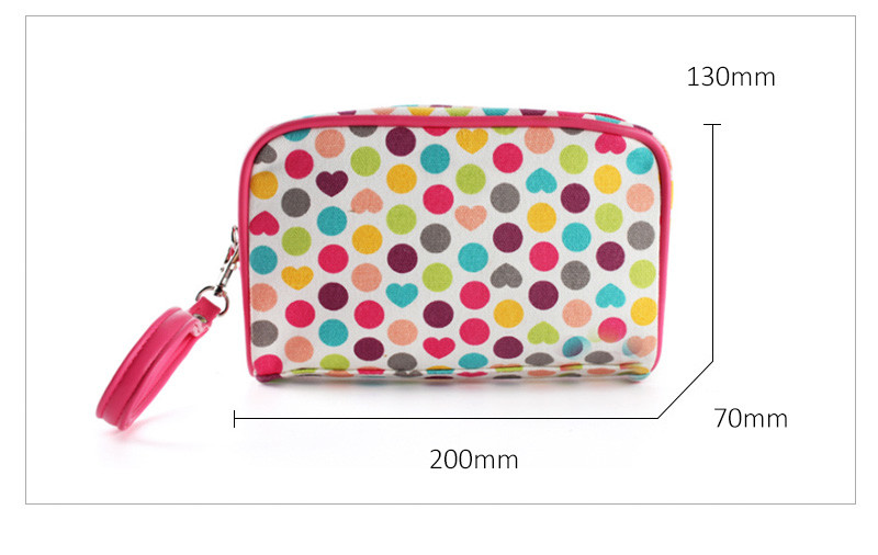 Wholesale Portable Lady Canvas Dot Printed Makeup Travel Bags