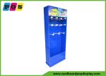 Blue Color Retail Corrugated Floor Displays , 12 Inch Pegs Cardboard Store