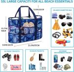 Mesh Beach Bag, Extra Large Beach Bags with 9 Pockets & Zipper Waterproof