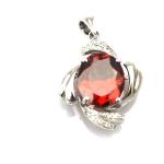 925 Silver Jewelry 7mmx9mm Oval Purple Cubic Zirconia Pendant Necklace (PSJ0207)