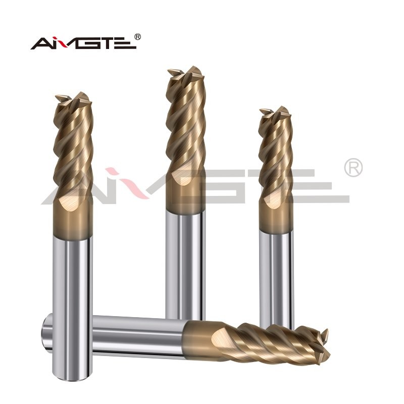 4 Flute Solid Carbide End Mill Nano Bronze Coating CNC Milling Tools For Hard Materials HRC60