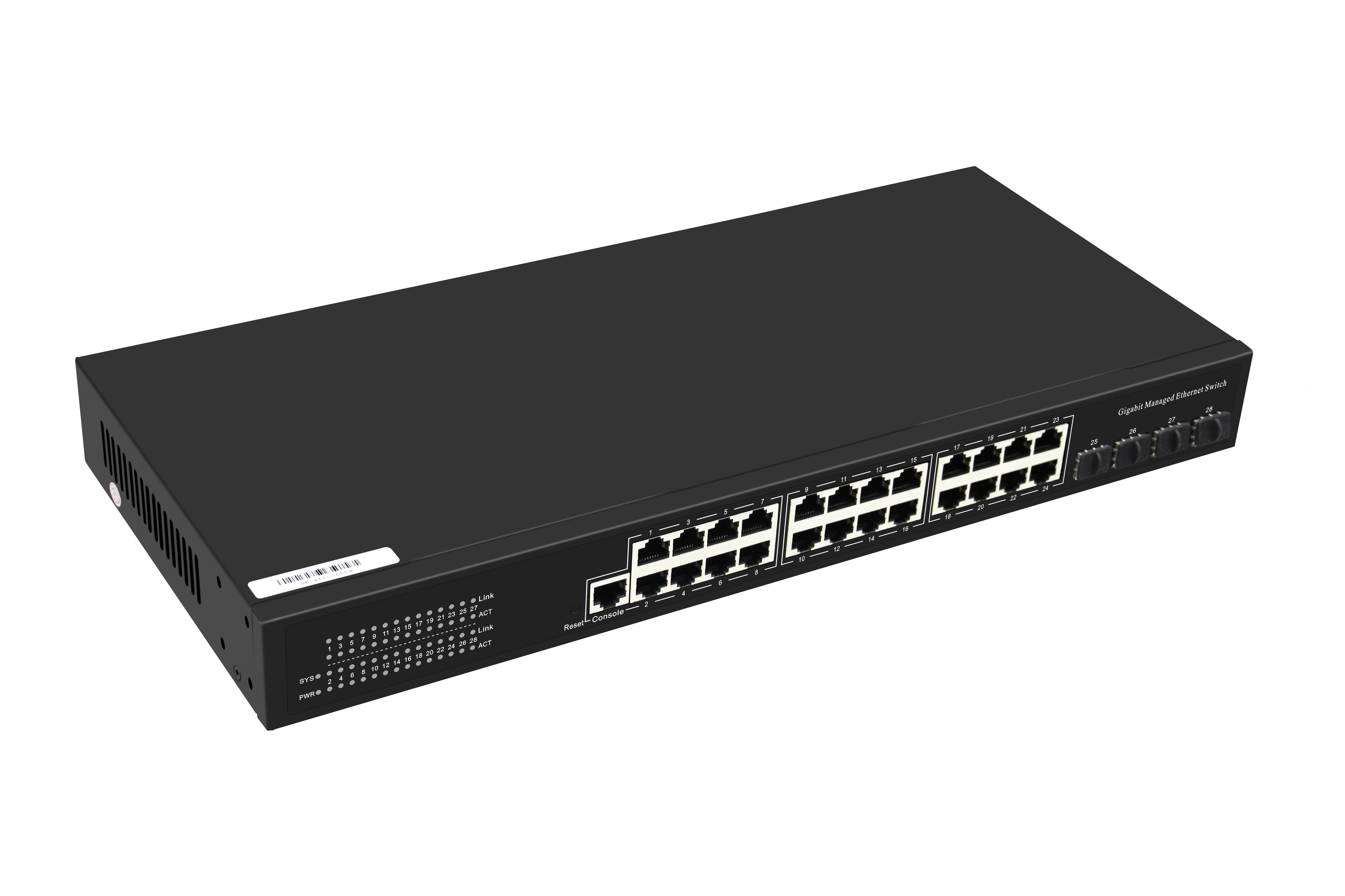 RTL8382M 52Gbps Industrial Lan Switch , 28 Port 220V Ethernet Rail Switch