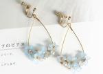 Ballet Lady Germany Resin Flowers Rhinestone Pearl Silver NCovered with 14K Gold