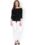 Women Fashionable Black Scalloped Top