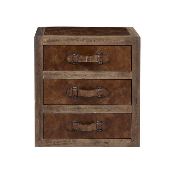 Top Grain Genuine Leather Steamer Trunk Bedside Table , Living Room Trunk Coffee
