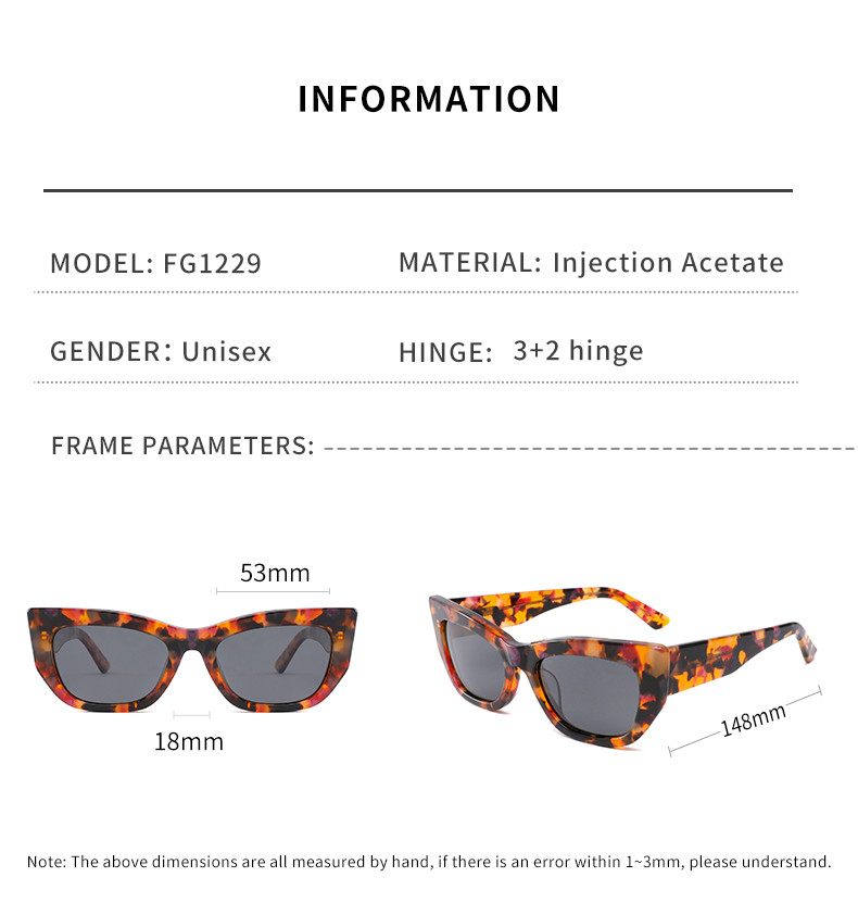 Rectangle Cateye retro Square Sunglasses 90s Acetate For Women