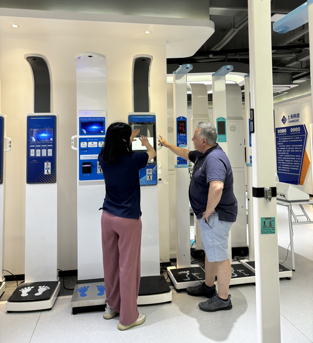 Multifunction Ultrasonic Health Checking Kiosk Human Height Weight BMI Balance Scale Body Fat Analyzer