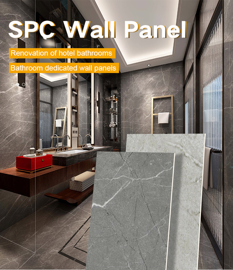 High Strength Waterproof SPC Wall Panel Tiles Modern Luxury Marble Finish Stone Plastic Composite Material