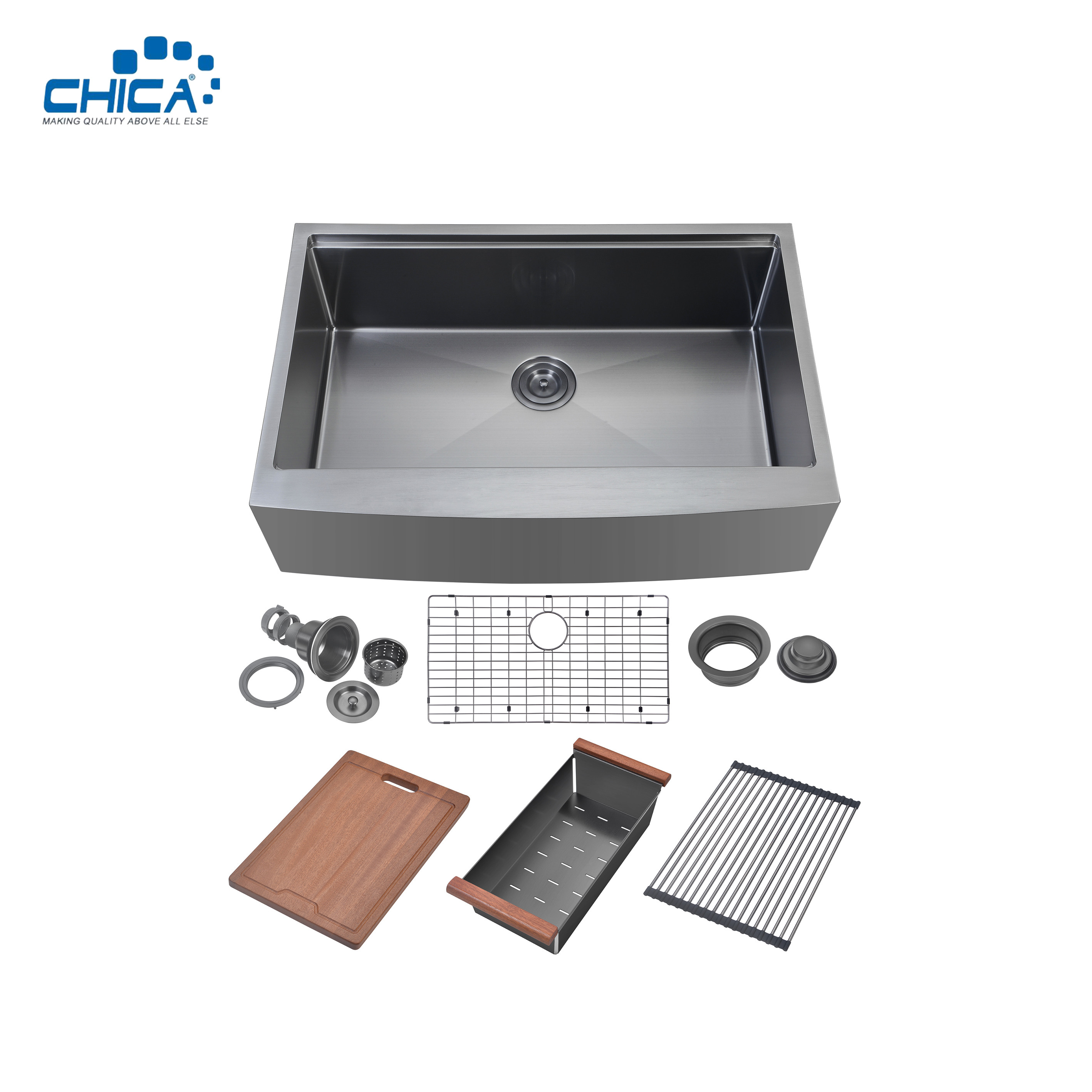 Handmade House Kitchen Sinks Apron Front stainless steel Double Bowl Kitchen Sinks