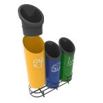 Public Park Steel 1100mm Length Multi Compartment Trash Can