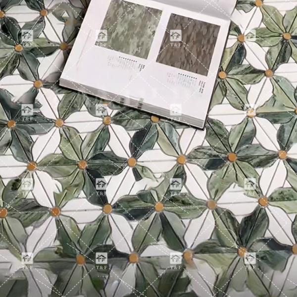 Natural Stone Marble Mosaic Floor Wall Tile Flower Pattern For Bathroom Mosaic