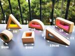 Kids Montessori Wooden Toy Sensory Rainbow Mirror Blocks Solid Rubber Wood