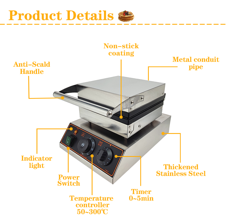 Nonstick Electric Belgian Waffle Maker 4pcs Rectangle Waffle Baker Machine for Snacks