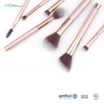 Plastic Handle Nylon Synthetic Makeup Brushes Coffee Color Private Logo Accept