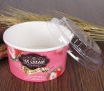 Pink Paper Ice Cream Sundae Cups , Vegetables Paper Salad Bowls Eco Friendly