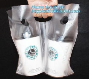 Wholesale 100% Biodegradable Cup bags, HDPE polyethylene plastic coffee juice cups drinking carrier take out bag Tea Cup Tea Holde from china suppliers