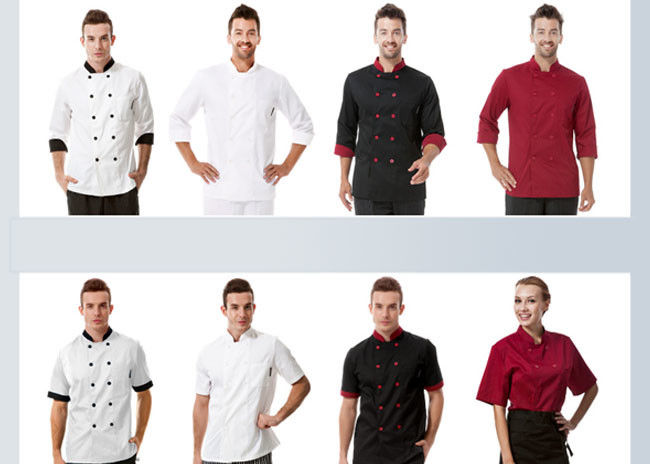 Stand Collar Embroidery Chef Cook Uniform Short Sleeve For Kitchen