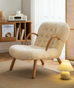 Wholesale White Sheep Wool Chair 87*67cm Leisure With 45cm Chair Pedal Combination from china suppliers