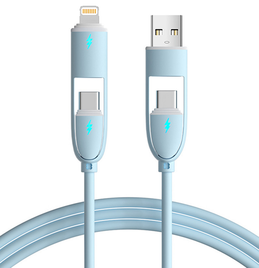 1m C-C66W C-L27W Multi Function Silicone 4 In 1 Charging Cable Fast Charging USB Data Cable