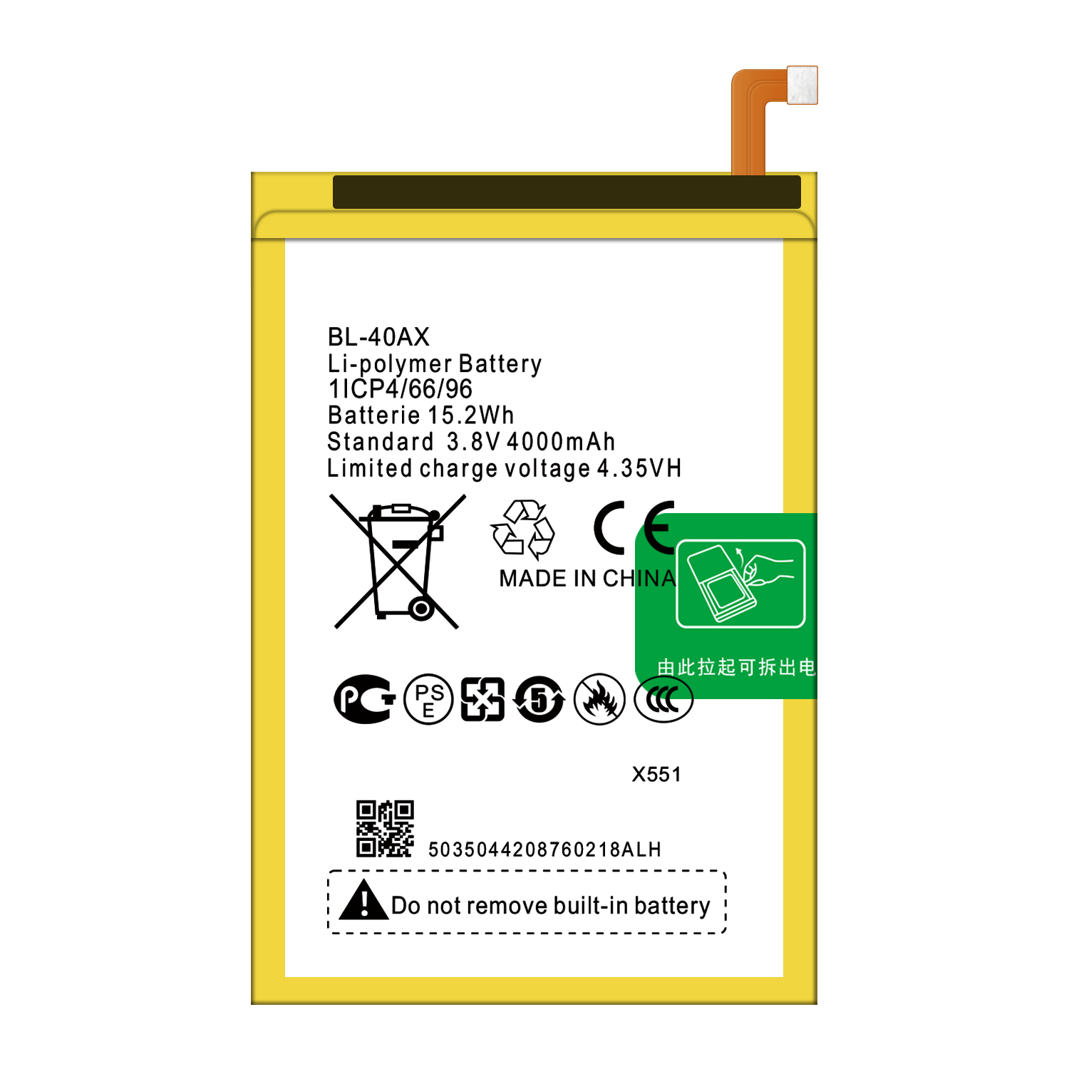 RECHARGABLE 3.8V 4000mah Mobile Phone Battery 40AX for Infinix X551 Hot Note Replacement