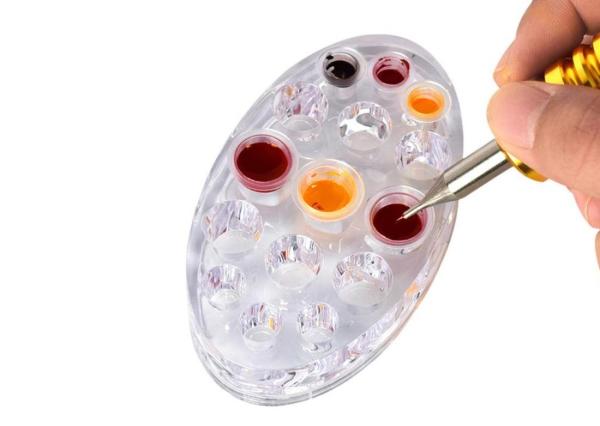 Wholesale Transparent Oval Pigment Ink Cup Holder Stand Professional Makeup