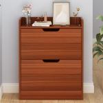 Brown 2 Tier Shoe Storage Cabinet , Dustproof Front Door Shoe Organizer