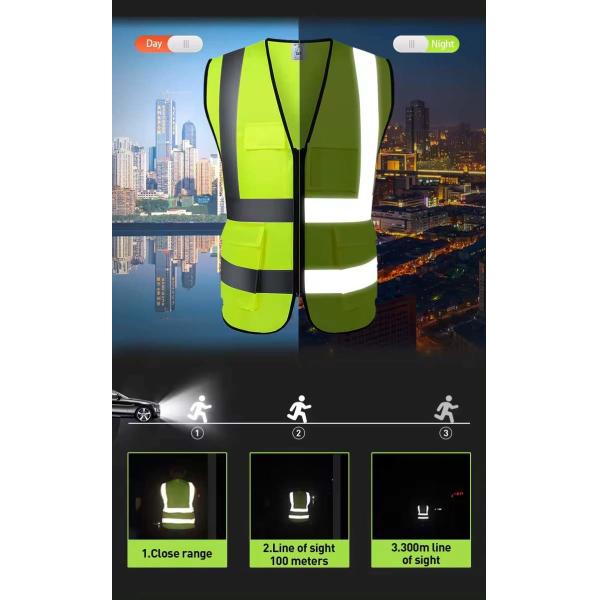 Strip Mesh Fabric Construction Security Safety Reflective Vest