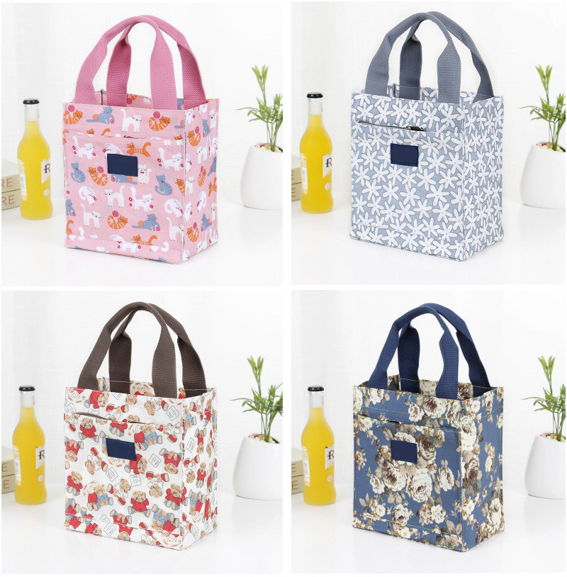 Foldable Minimumism Thermal Insulated Canvas Lunch Bag