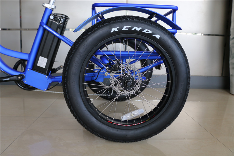 Aluminum Alloy Frame 48V 500W 3 Wheels Electric Cargo Tricycle with 24"x4.0 Fat Tires
