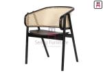 Walnut Lacquered 0.3cbm Restaurant Cane Dining Chair With Armrests