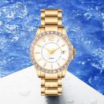 Elegant Stainless Steel Alloy Case Diamond Quartz Watch Design For Women