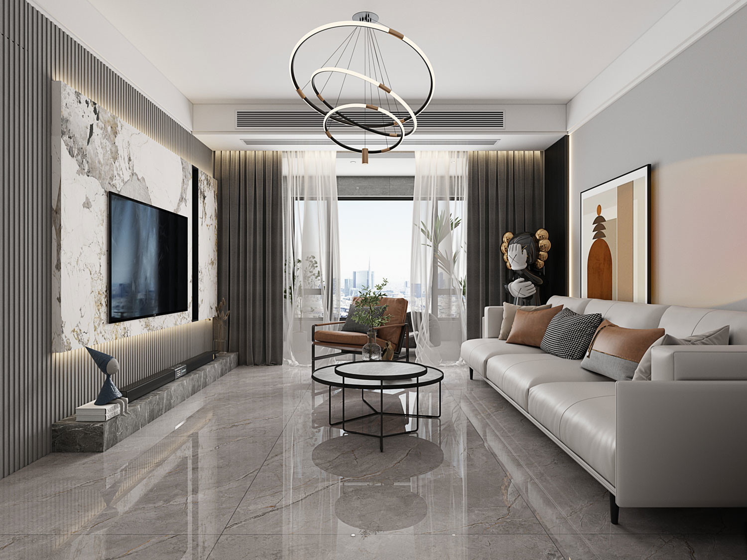 Gray Indoor Floor Marble 1200x1200mm Polished Sintered Stone Slabs For Office