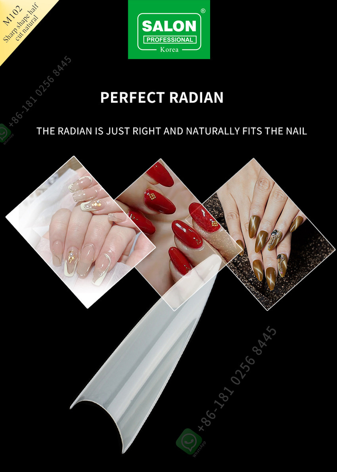 Sharp Shape Natural Nail Tips Half Cover Acrylic Fake Nails For DIY Nail Art Salon 500pcs/Box