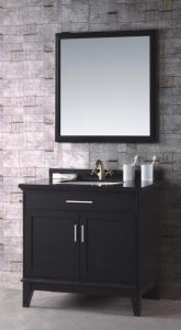 Wholesale Solid Wood 36 Inch Single Sink Bathroom Vanity / Bathroom Floor Cabinet Black Color from china suppliers