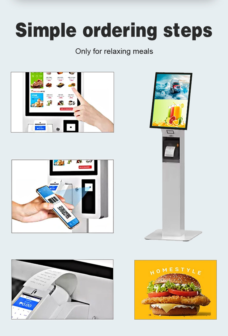 15.6" 21.5" 24" Floorstanding Touch Screen Self Service Kiosk With Ticket Printer