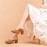 BS079 Women Heels European And American 2021 Slippers Women'S Casual High-Heeled