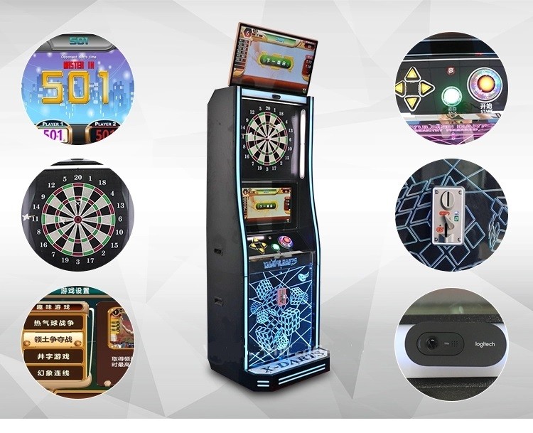 Amusement Electronic Dart Game Machine Double Screens For Kids And Adult