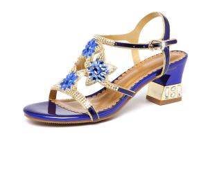 Wholesale Bs102 2021 New Sandals Women'S Summer Diamond Shoes Fish Mouth Middle Heel Inlaid Diamond Fashion Thick Heel Women'S San from china suppliers