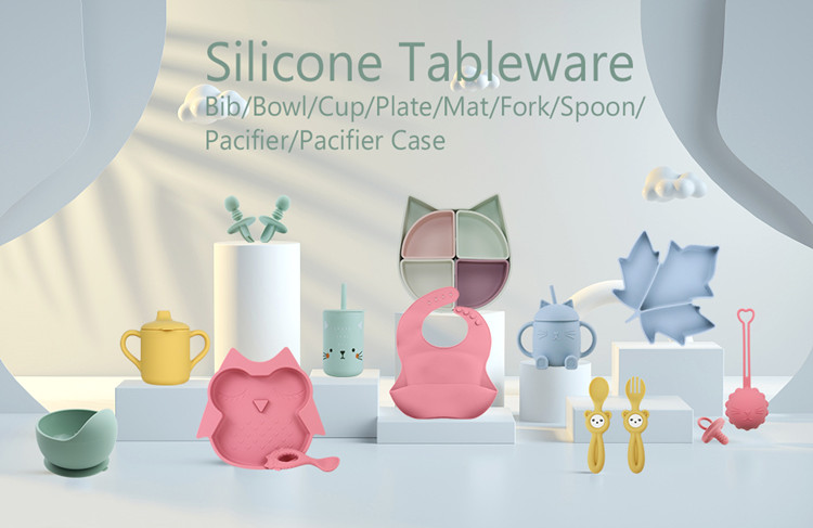 Cute Food Grade Silicone Bowl Set Waterproof For Baby Feeding