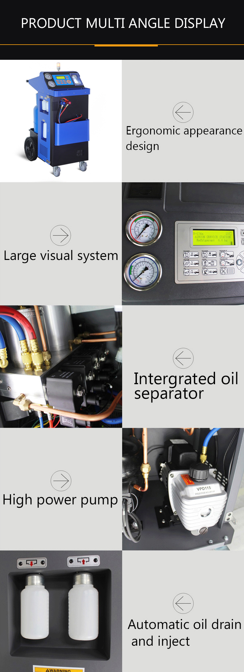 Large AC Recharge R134A Recovery Machine for Bus Aircon Service