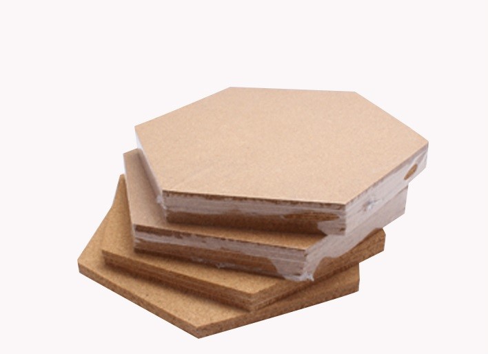 China Wholesale 12'' Hexagon Adhesive Cork Tile for Notice Bulletin Board in Nature Color