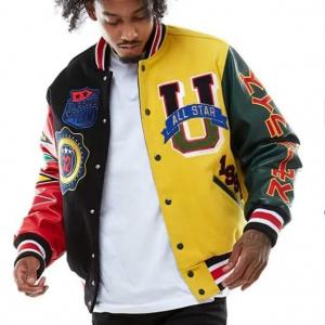 Wholesale                  Embroidery Patches Custom Men Letterman Jacket Baseball Leather Street Plus Size Coat Varsity Jacket for Men              from china suppliers