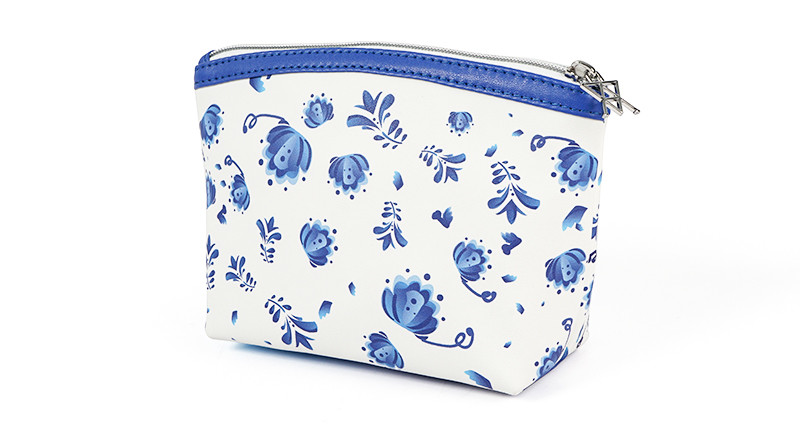 Zipper Closure PU Leather Cosmetic Purse Bag