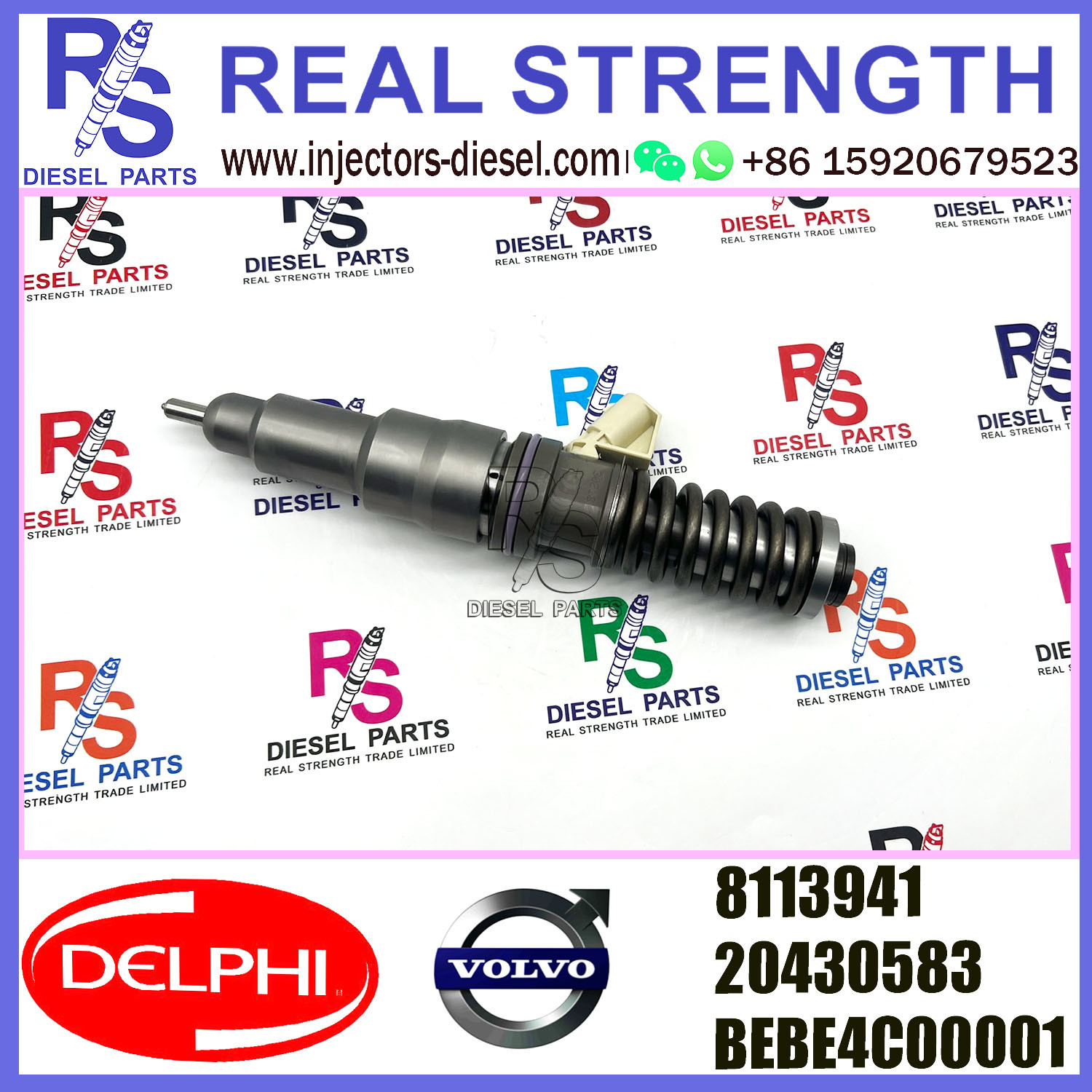 2 Pin D12 V-O-L-V Diesel Injector 20430583 8113941 DELPHI BEBE4C00001