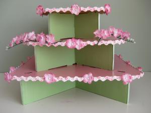 Wholesale Kids Birthday Cupcake Stand , Square Shape 3 Tier Cardboard Cupcake Stand from china suppliers