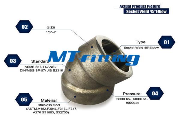 ASME B16.11 F316H / 316L Forged High Pressure Pipe Fittings / Stainless Steel