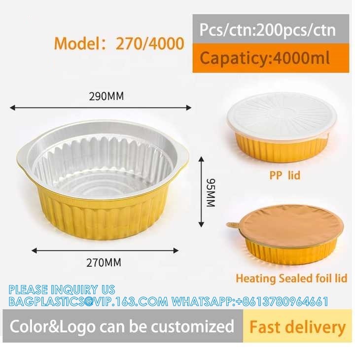 180mm Diameter 1130ml Oblong Take-Out Foil Pan Ovenable Aluminum Foil Pan Container With Lid And Aluminium Foil Food