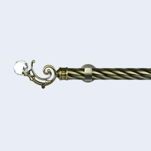 China leaf-shape crystal luxury curtain rod finials Customized 28mm curtain rod set single bracket on sale